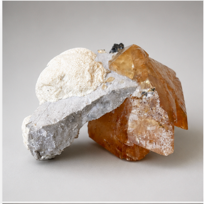 Calcite with Sphalerite and Aragonite - detail view 2