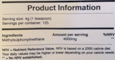 MSM - Organic Sulphur - Powerfully Pure