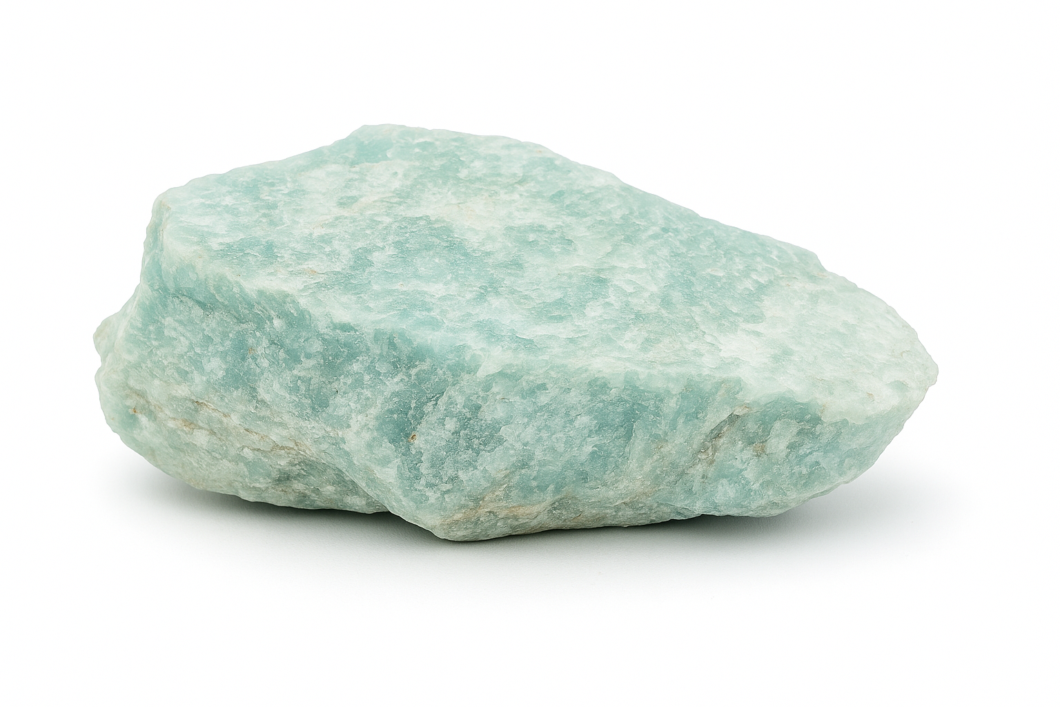 Raw natural amazonite specimen, blue-green feldspar