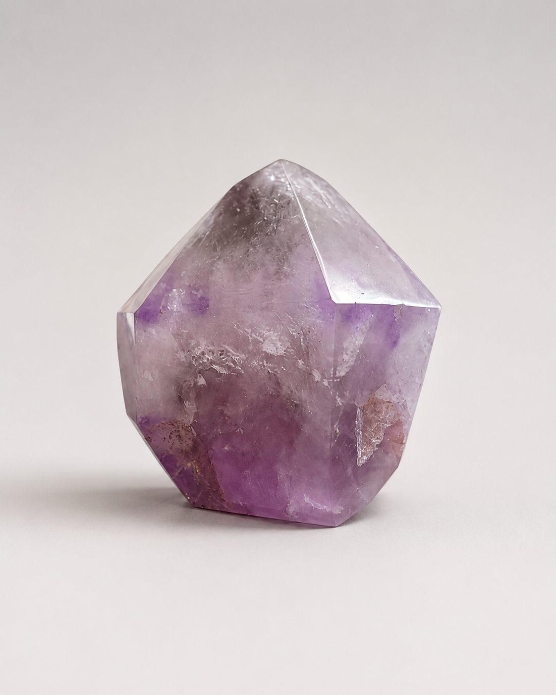 Polished Amethyst Point (Smoky Base, Rainbow Flash)