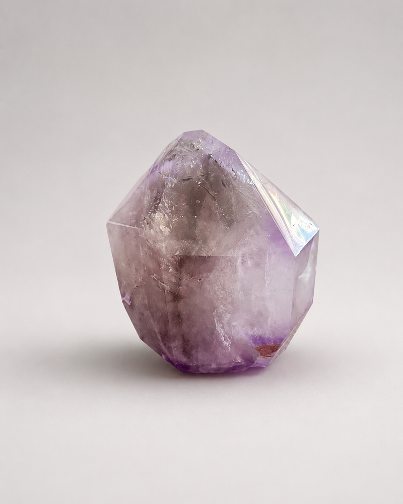 Polished Amethyst Point (Smoky Base, Rainbow Flash)