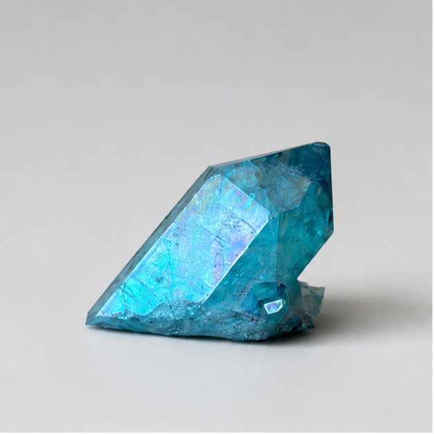 Aqua Aura Quartz Cluster with laboratory-applied gold aura coating