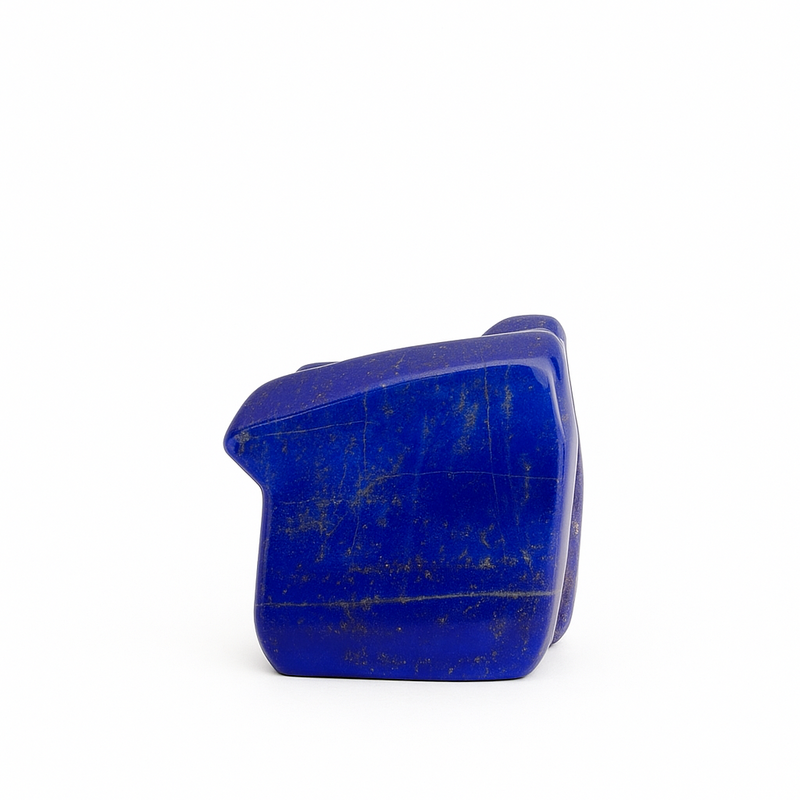 Polished natural lapis lazuli freeform, deep blue with pyrite flecks