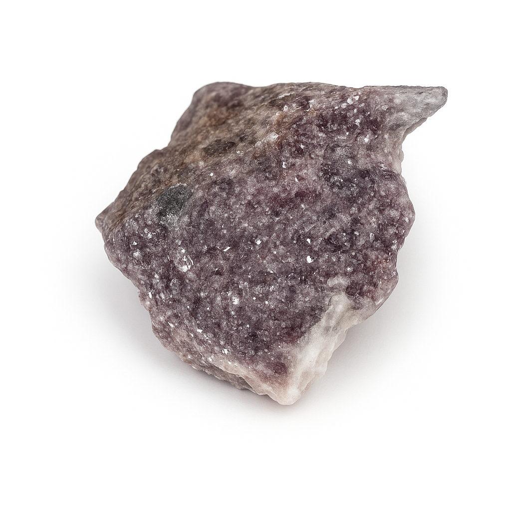 Raw natural lepidolite specimen with lilac mica flecks