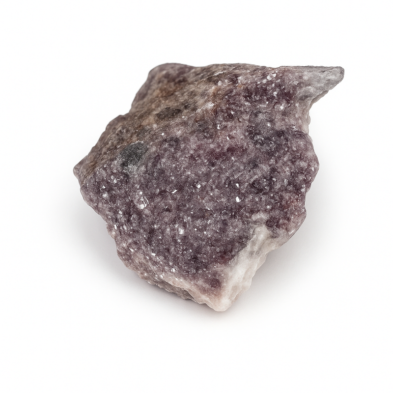 Raw natural lepidolite specimen with lilac mica flecks