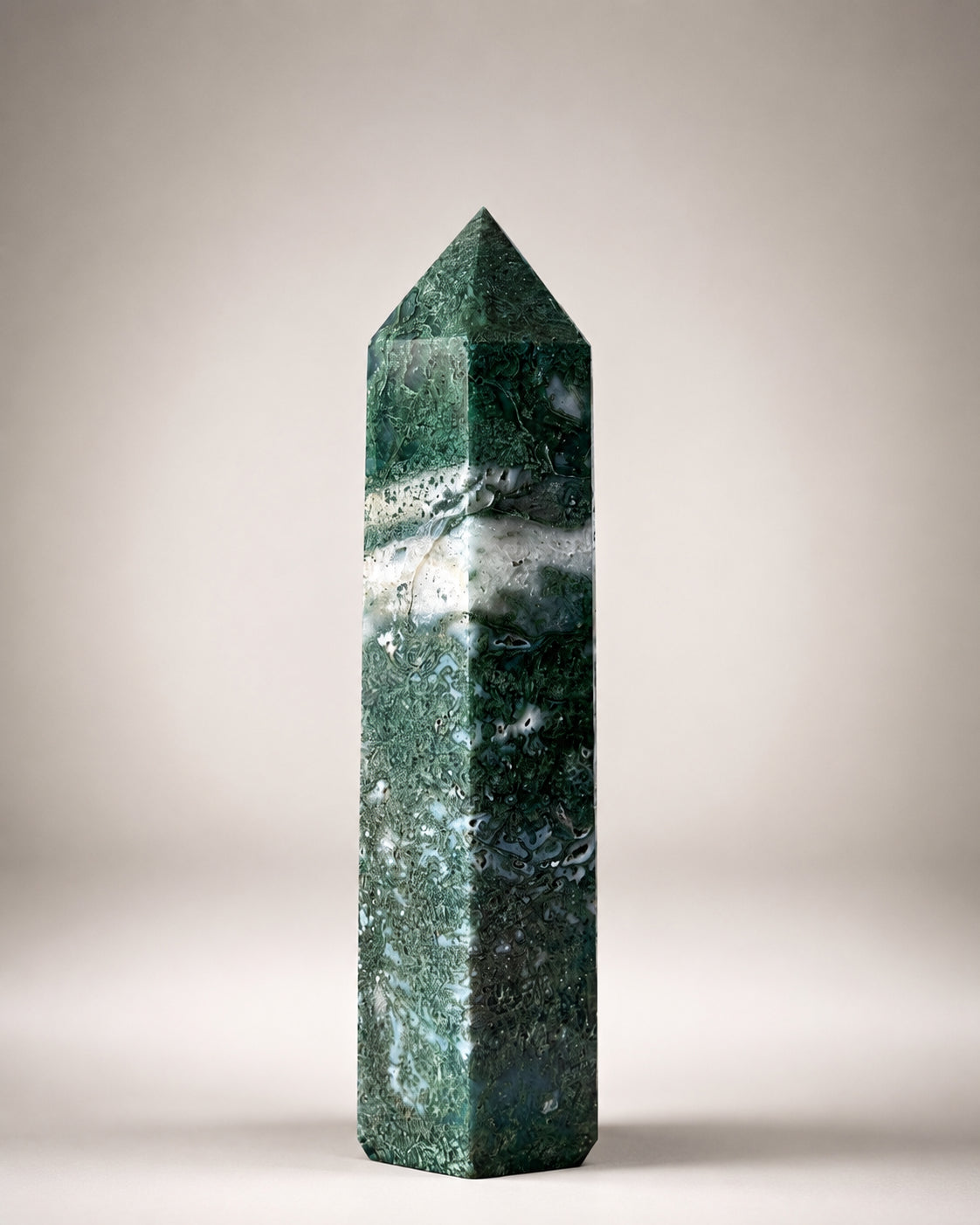 Moss Agate Obelisk (Polished Point)