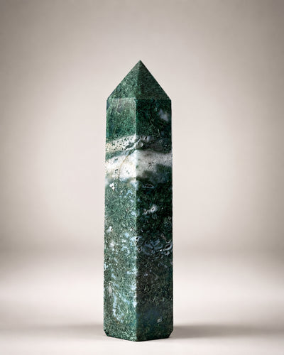 Moss Agate Obelisk (Polished Point)