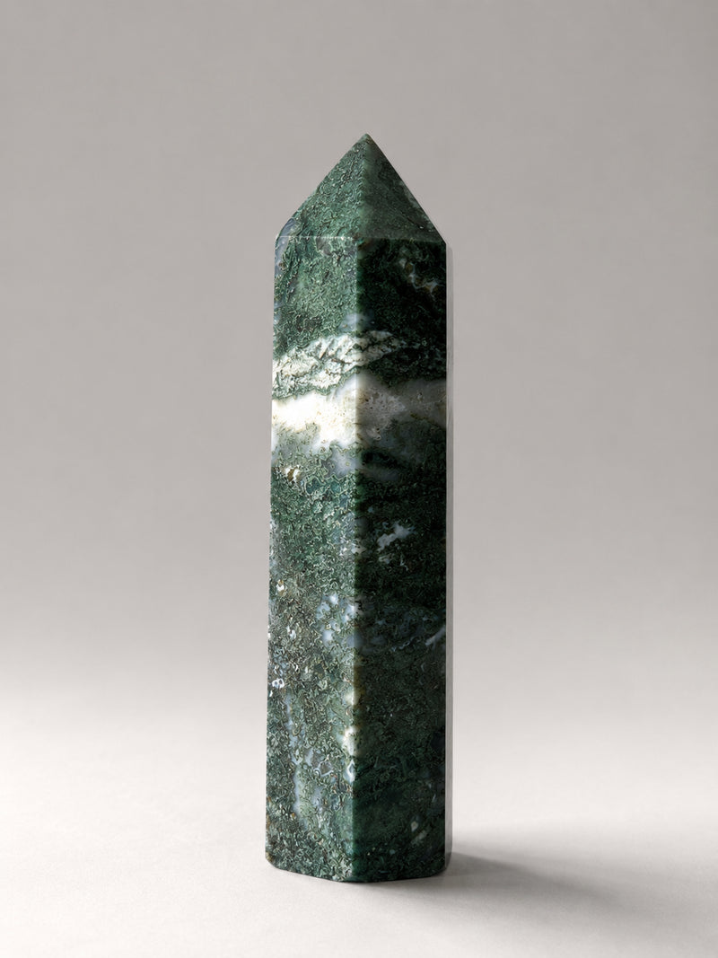 Moss Agate Obelisk (Polished Point)