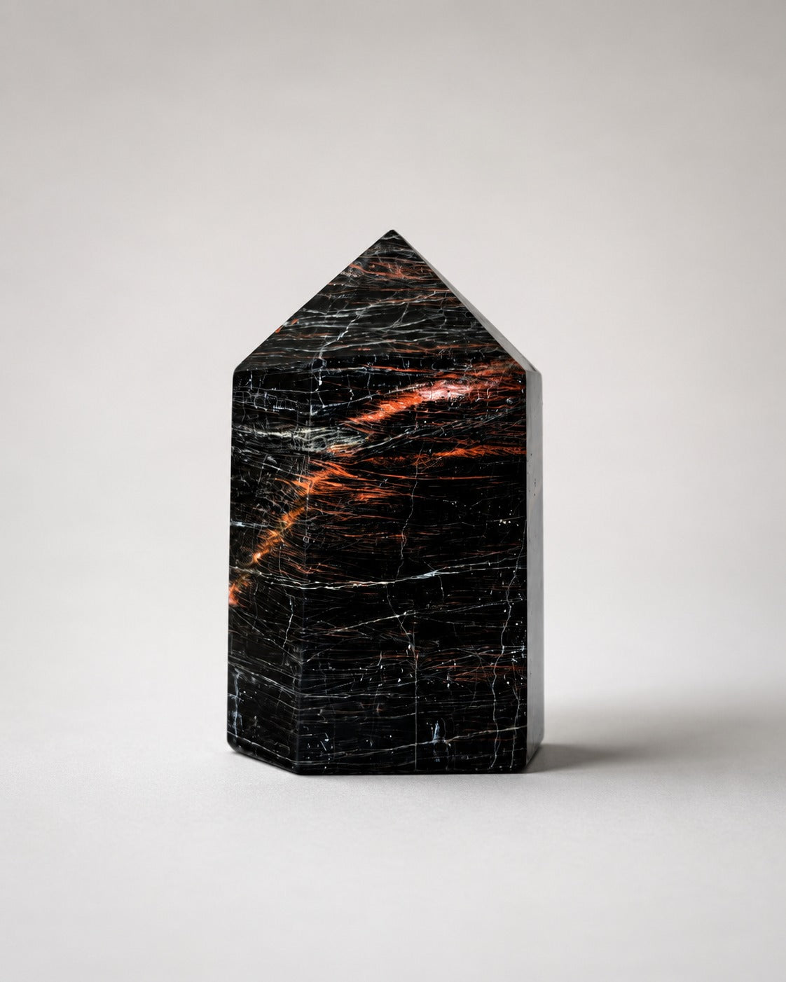 Black Tourmaline &amp; Hematite Obelisk (Polished Point)