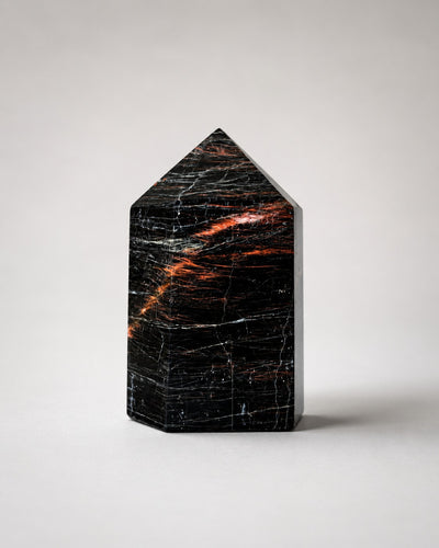 Black Tourmaline &amp; Hematite Obelisk (Polished Point)