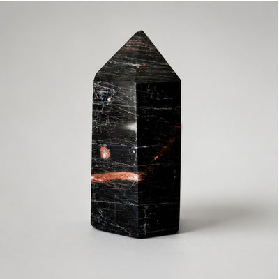Black Tourmaline &amp; Hematite Obelisk (Polished Point)
